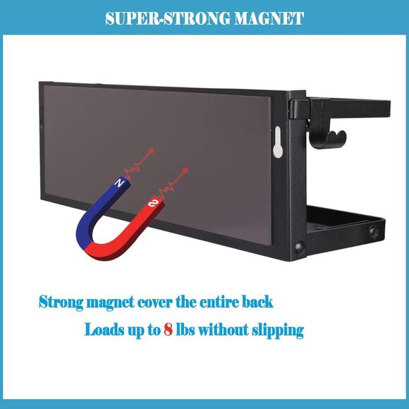 Magnetic Paper Towel Holder, 2-In-1 Magnetic Spice Rack with Hooks,Wall Mount Sh - Picture 2 of 12